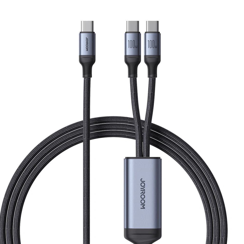 Joyroom 1.5m Cablu 2-in-1 Speedy Series SA21-1T2 USB-C / 2xUSB-C 100W negru - 1