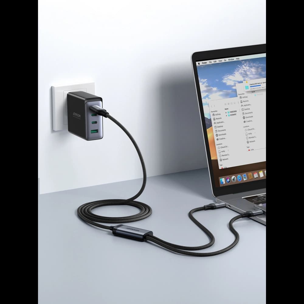 Joyroom 1.5m Cablu 2-in-1 Speedy Series SA21-1T2 USB-C / 2xUSB-C 100W negru - 13