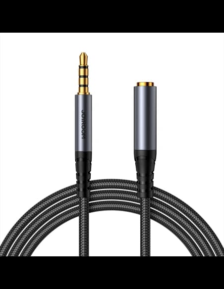 Kabel audio Joyroom SY-A09 mini jack 3.5mm ženský / AUX mini jack 3.5mm mužský 1.2 m černý