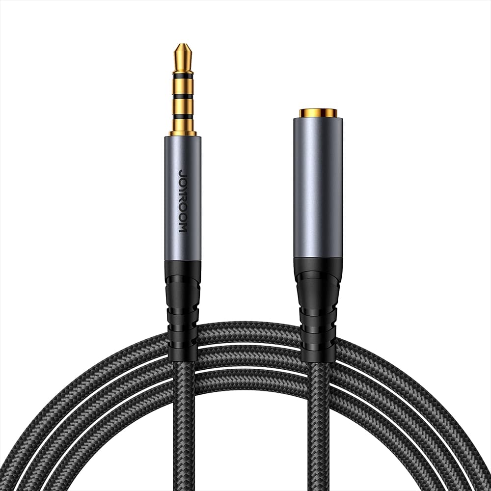 Kabel audio Joyroom SY-A09 mini jack 3.5mm ženský / AUX mini jack 3.5mm mužský 1.2 m černý - 1
