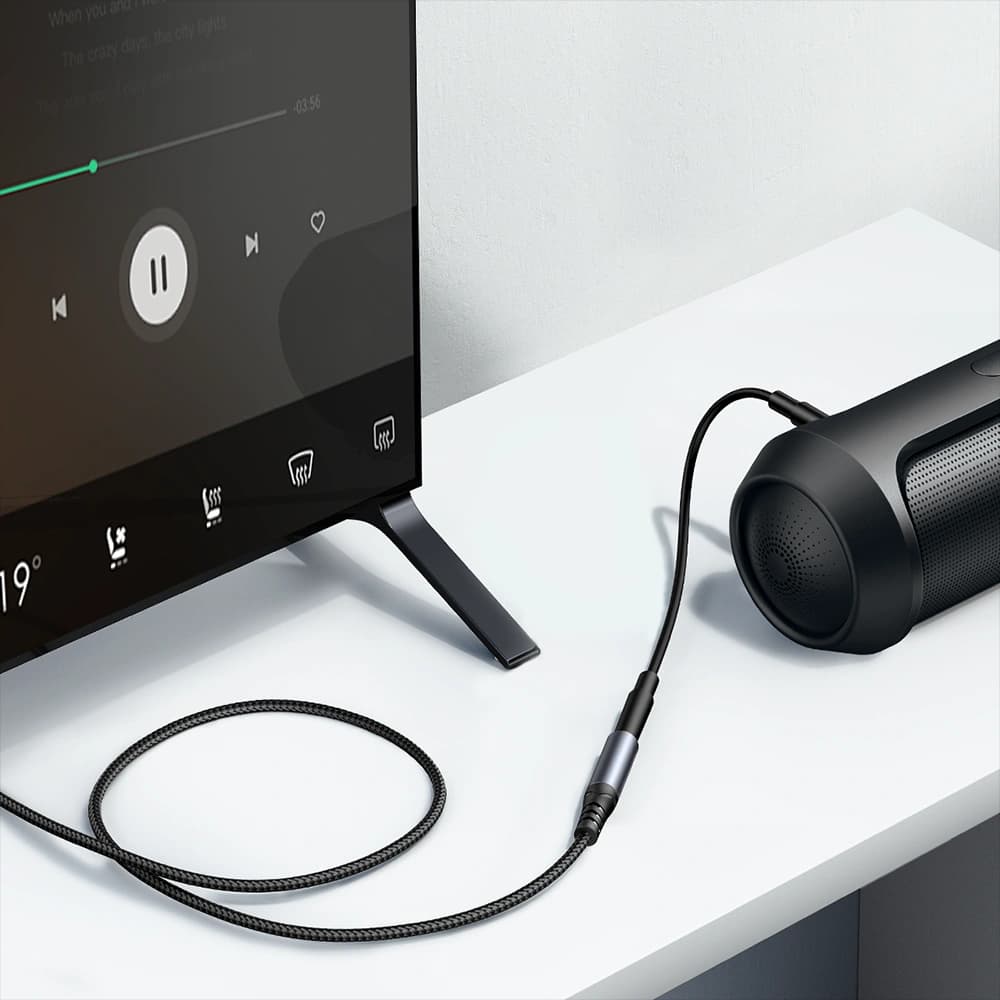 Kabel audio Joyroom SY-A09 mini jack 3.5mm ženský / AUX mini jack 3.5mm mužský 1.2 m černý - 9