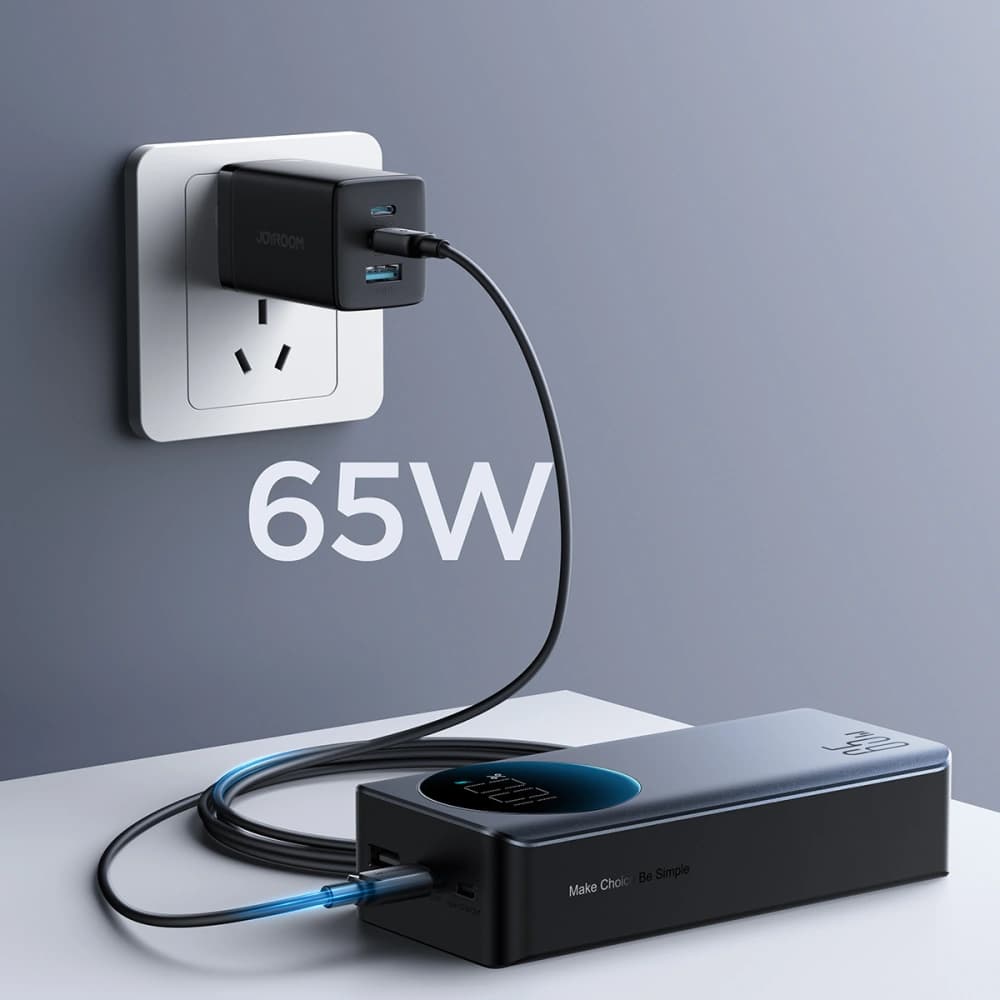 Joyroom Powerbank JR-PBF05 USB-A, 2xUSB-C 30000mAh 65W cu afișaj digital negru - 8