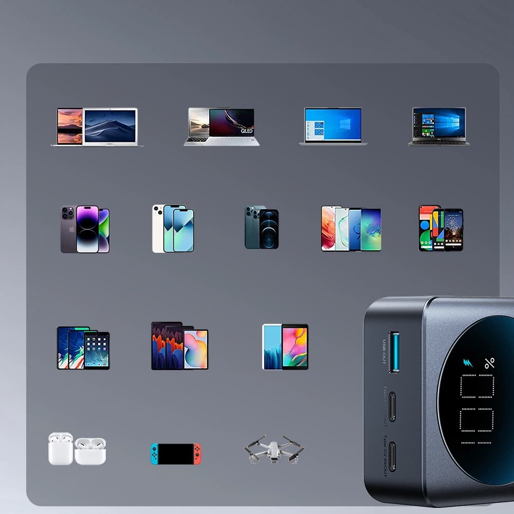 Joyroom Powerbank JR-PBF05 USB-A, 2xUSB-C 30000mAh 65W cu afișaj digital negru - 14