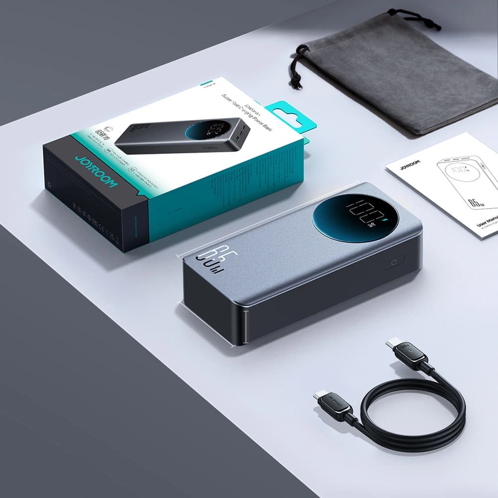 Joyroom Powerbank JR-PBF05 USB-A, 2xUSB-C 30000mAh 65W cu afișaj digital negru - 15