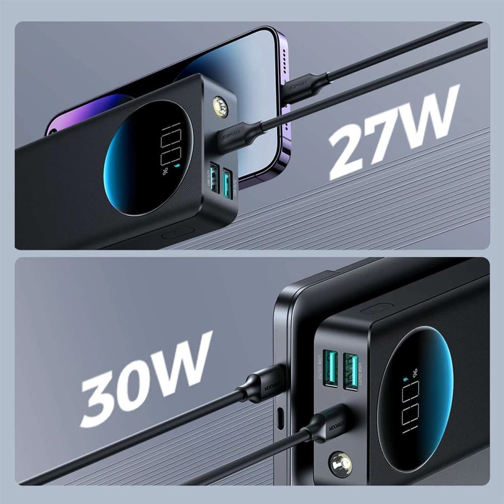 Joyroom Powerbank JR-PBF03 30000mAh 30W + cablu USB-A / USB-C 25cm negru - 9