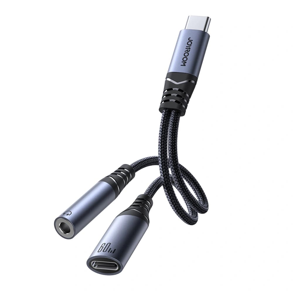 Joyroom 3.5mm Adaptor 2-in-1 DAC SY-C02 USB-C / USB-C, mini jack negru - 1
