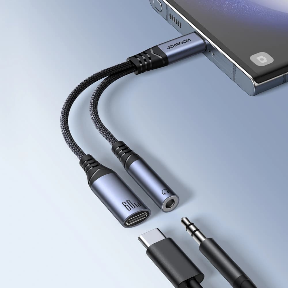 Joyroom 3.5mm Adaptor 2-in-1 DAC SY-C02 USB-C / USB-C, mini jack negru - 8