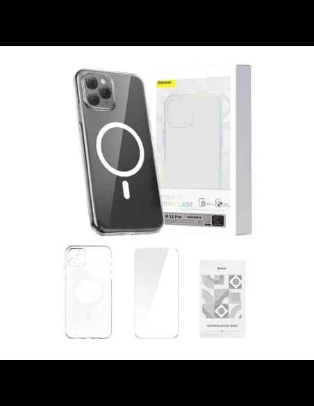 Baseus Magnetic Crystal Clear Apple iPhone 11 Pro (transparent) + tempered glass + cleaning kit