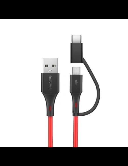 Kabel Micro USB + adapter USB-C BlitzWolf BW-MT3 3A 0,91m