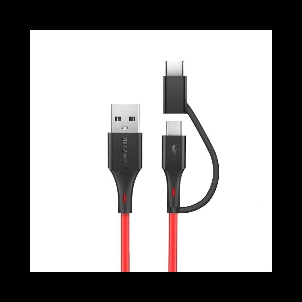 BlitzWolf Micro-USB-Kabel + USB-C-Adapter BW-MT3 3A 0,91m - 1