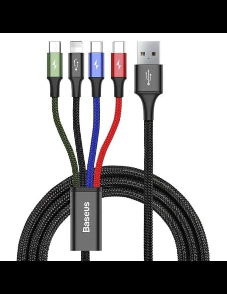 Baseus USB-Kabel Fast 4in1 2xUSB-C / Lightning / Micro 3.5A 1.2m (schwarz)