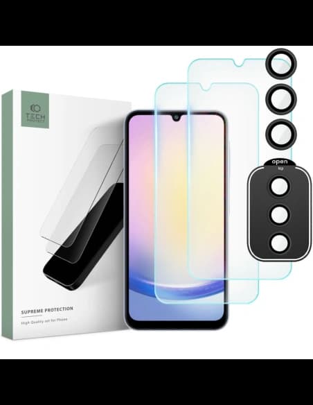 Gehärtetes Glas Tech-Protect Supreme Set Samsung Galaxy A25 5G Clear [2+1 PACK]
