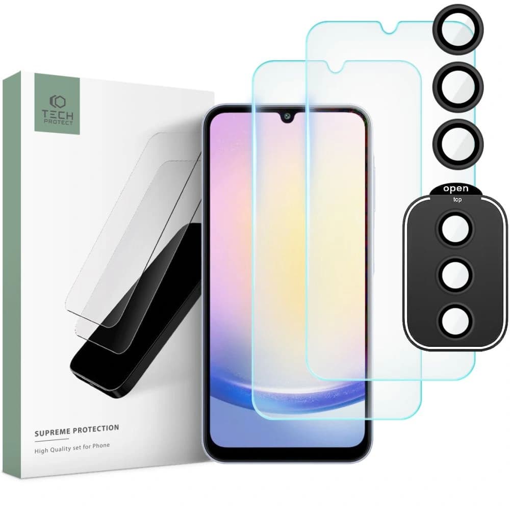 Gehärtetes Glas Tech-Protect Supreme Set Samsung Galaxy A25 5G Clear [2+1 PACK] - 1