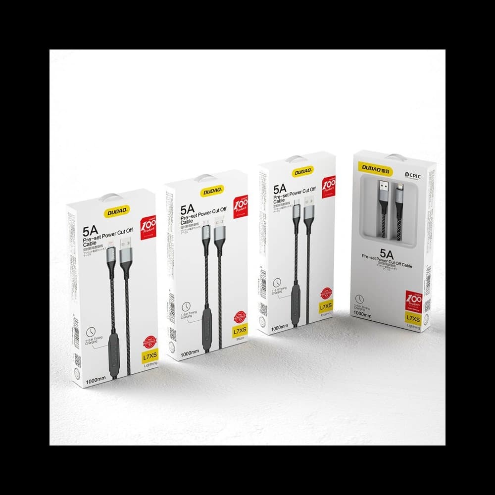 Kábel időzítővel Dudao L7xsM USB-A / microUSB 5A 1m fekete - 4