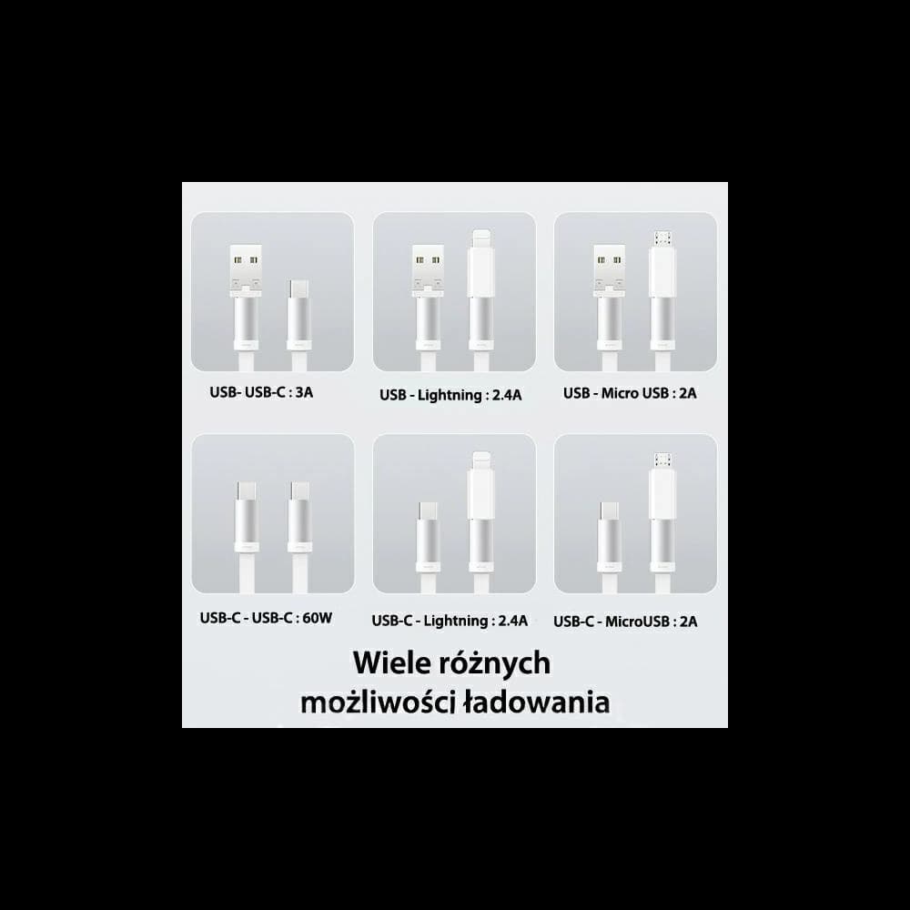 Kábel 3w1 USAMS US-SJ650 MicroUSB / USB-C / Lightning 60W acél/tarnish - 9