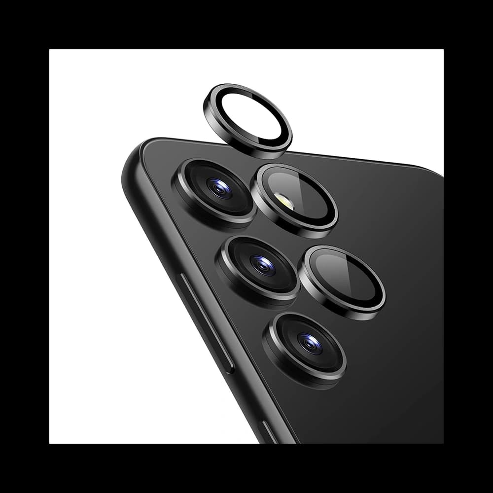 Gehärtetes Glas für die Kameraobjektiv Crong Lens Ring Samsung Galaxy S24+ Plus schwarz