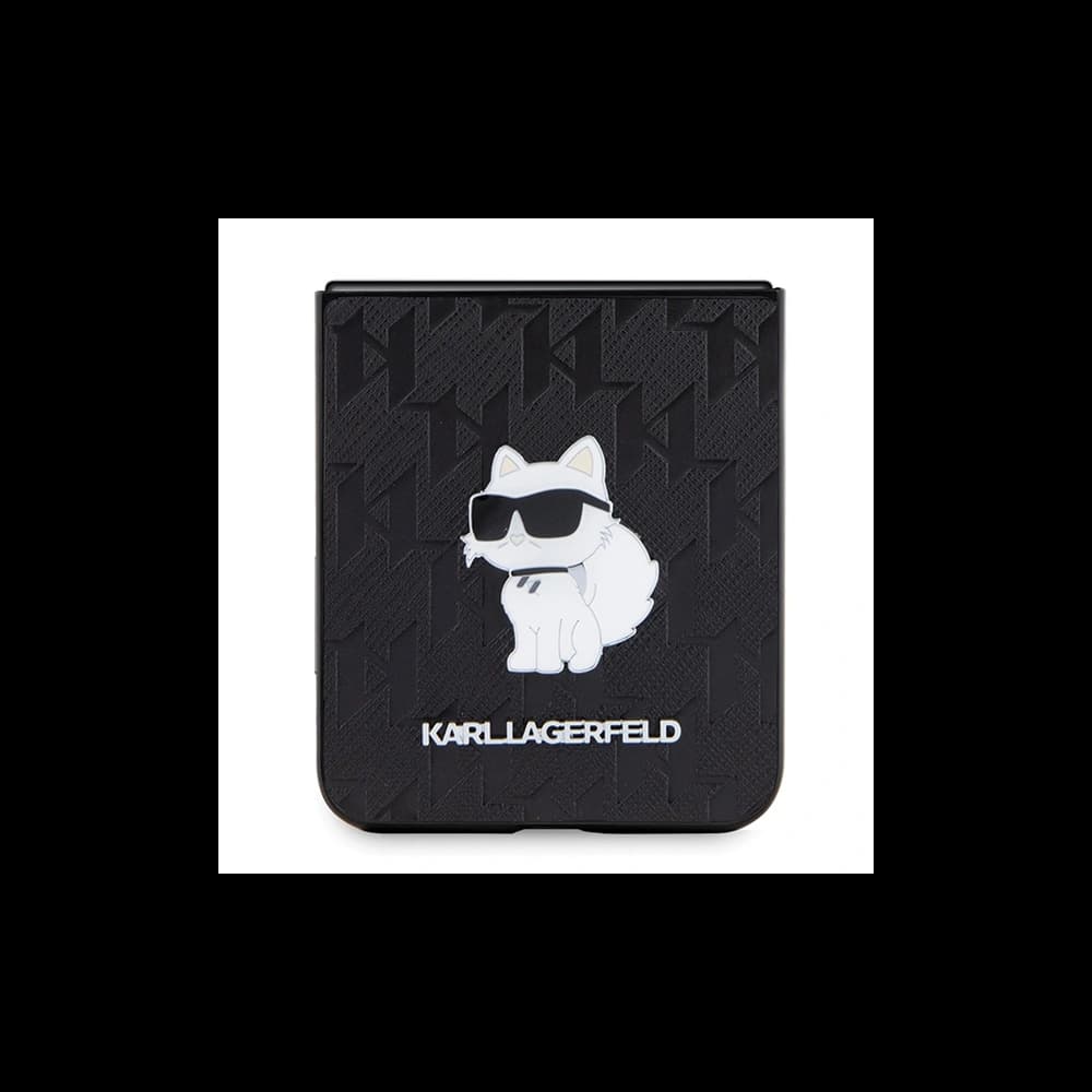 Etui Karl Lagerfeld KLHCZF5SAPCHNPK Samsung Galaxy Z Flip5 kemény tok Saffiano Monogram Choupette Pin fekete/black - 5