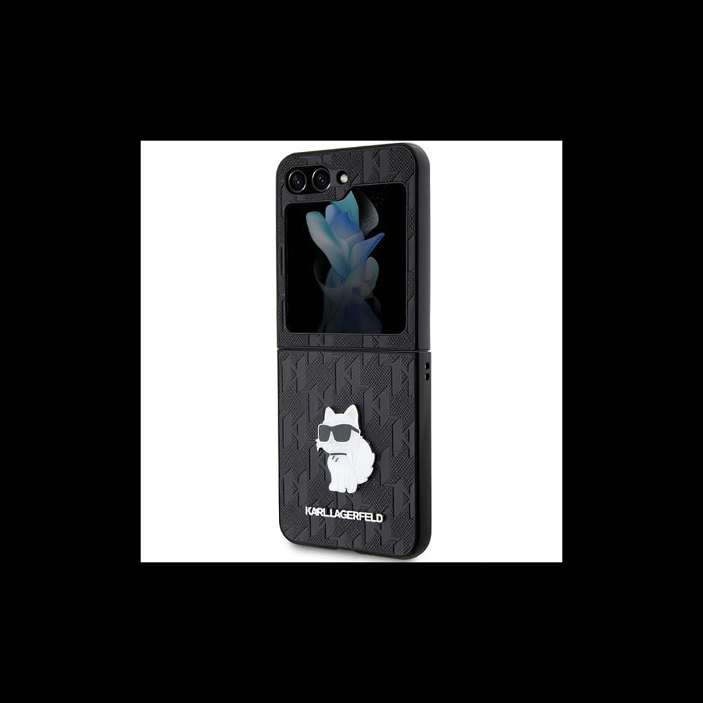 Etui Karl Lagerfeld KLHCZF5SAPCHNPK Samsung Galaxy Z Flip5 kemény tok Saffiano Monogram Choupette Pin fekete/black - 6