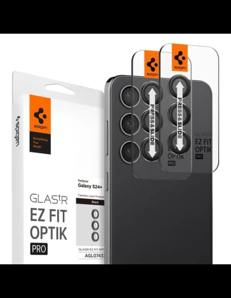 Gehärtetes Glas für die Spigen Optik.tr ez Fit Kamera Schutz Samsung Galaxy S24+ Plus Schwarz [2 PACK]