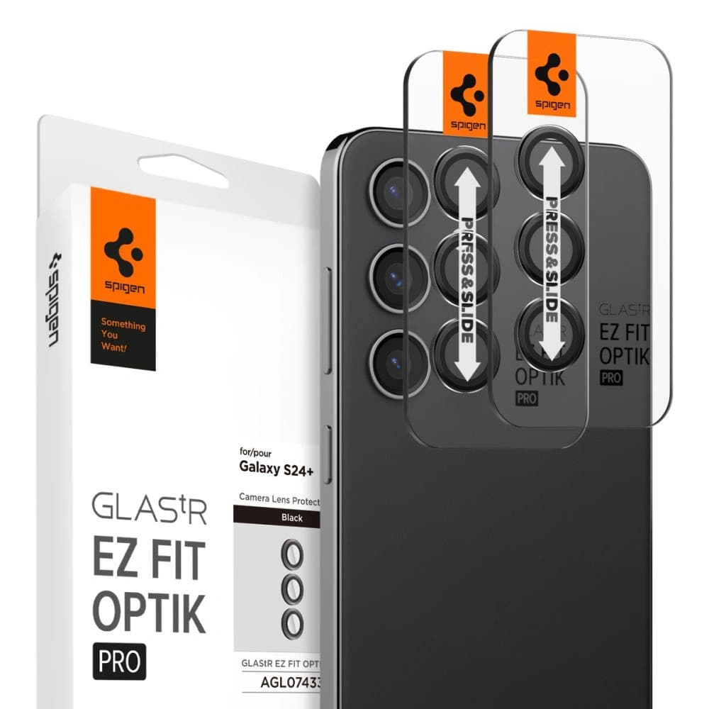 Gehärtetes Glas für die Spigen Optik.tr ez Fit Kamera Schutz Samsung Galaxy S24+ Plus Schwarz [2 PACK] - 1