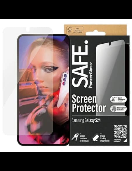 Gehärtetes Glas SAFE von PanzerGlass Samsung Galaxy S24 Bildschirmschutz Ultra-Wide Fit
