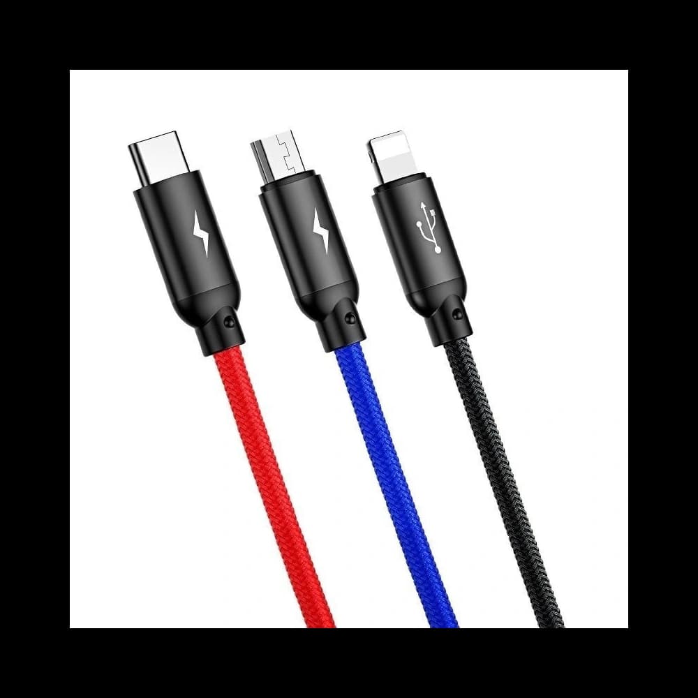 USB kábel Baseus 3w1 USB-C / Lightning / Micro 3A 1,2m ( fekete) - 8