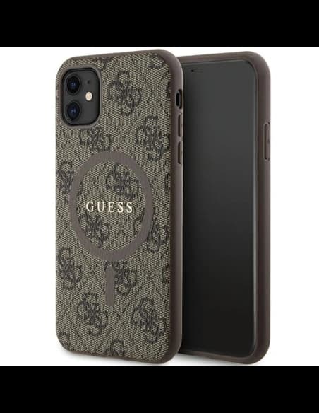 Guess GUHMN61G4GFRW Apple iPhone 11 / XR hardcase 4G Collection Leather Metal Logo MagSafe brown
