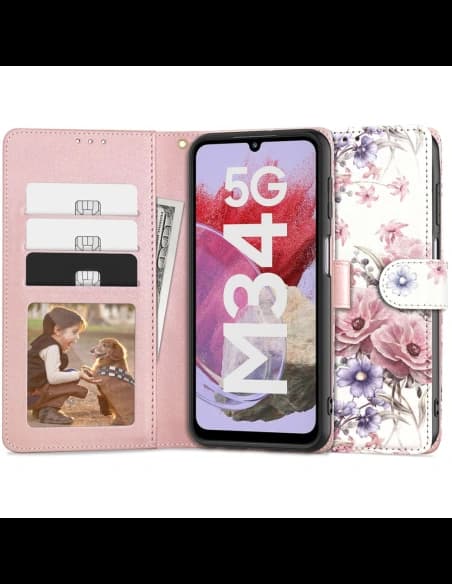 Case Tech-Protect Wallet Samsung Galaxy M34 5G Blossom Flower