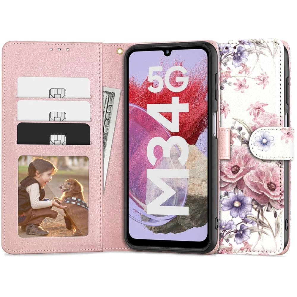 Etui Tech-Protect Wallet Samsung Galaxy M34 5G Floare de Cireș - 1