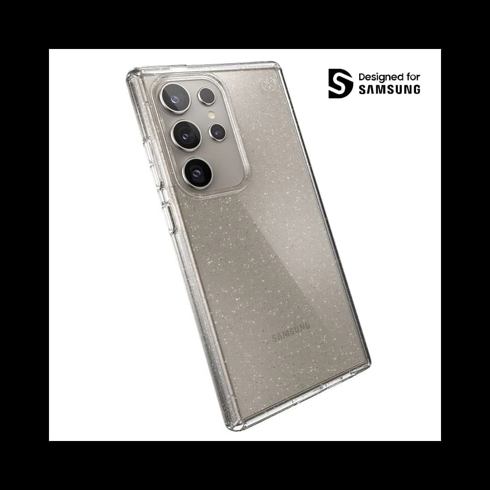 Etui Speck Presidio Lux Glitter Samsung Galaxy S24 Ultra čiré/zlaté třpytky