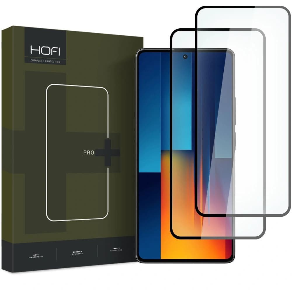 Gehärtetes Glas Hofi Glass Pro+ Xiaomi Poco M6 Pro 4G / LTE Schwarz [2 PACK] - 1