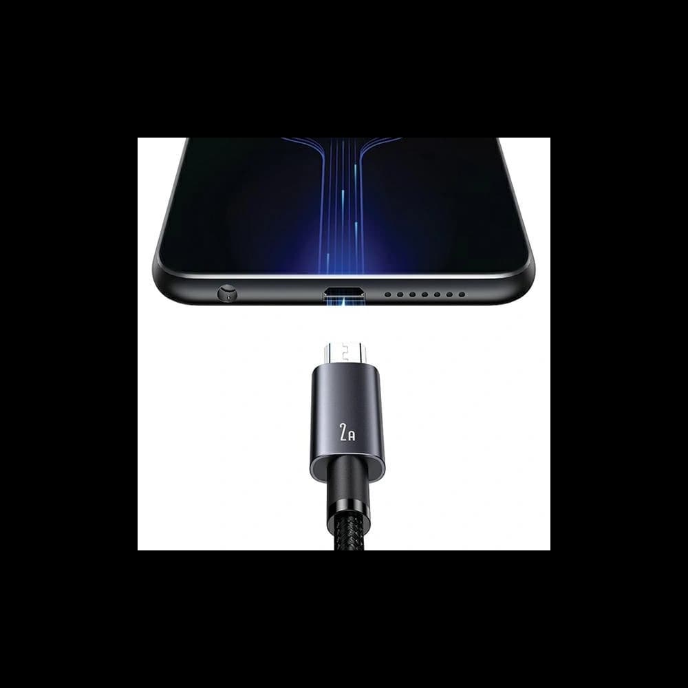 USAMS US-SJ668 USB-A / Micro-USB 2A 1,2m Gyors Töltés Kábel, acél/színváltozás - 4