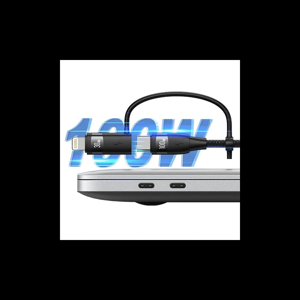 USAMS Kabel U85 2xUSB-C/USB-A 2m 100W PD Fast Charge schwarz SJ655USB01 (US-SJ655) - 2