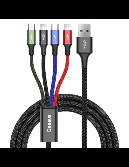 Baseus USB-Kabel Fast 4in1 USB-C / 2x Lightning / Micro 3.5A 1.2m (schwarz)