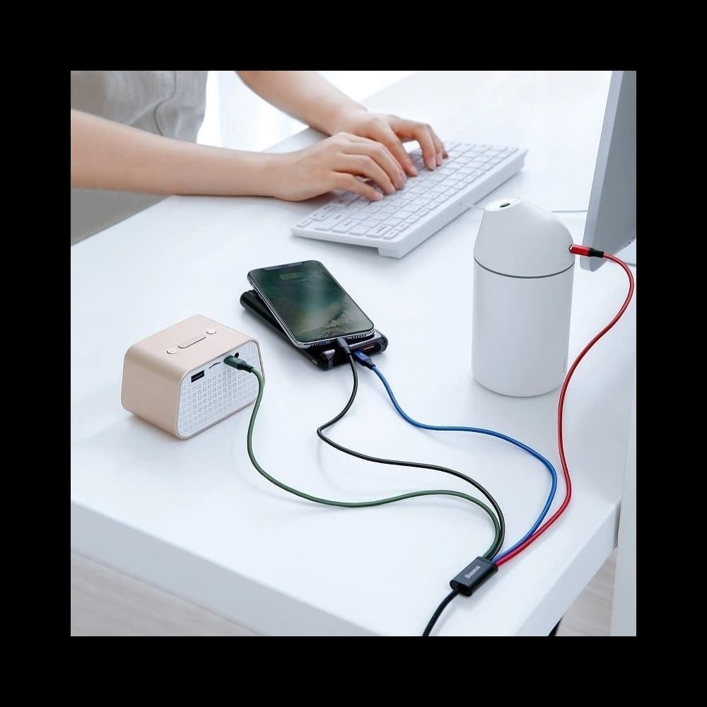 Cablu USB Baseus Fast 4w1 USB-C / 2x Lightning / Micro 3,5A 1,2m (negru) - 5