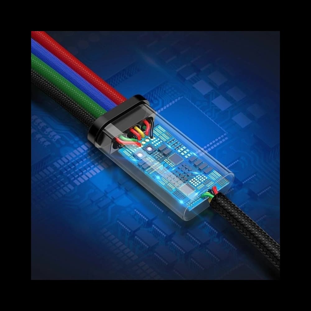 Cablu USB Baseus Fast 4w1 USB-C / 2x Lightning / Micro 3,5A 1,2m (negru) - 8