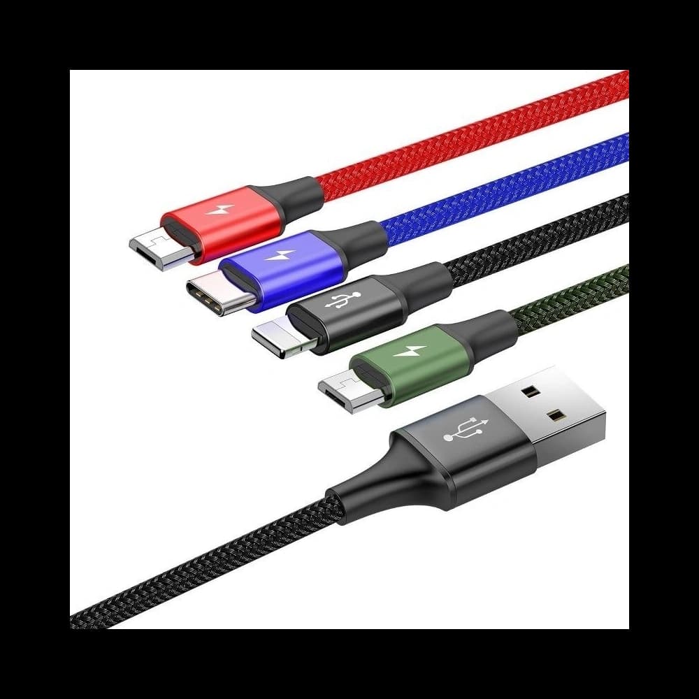 Cablu USB Baseus Fast 4w1 USB-C / Lightning / 2x Micro 3,5A 1,2m (negru) - 2