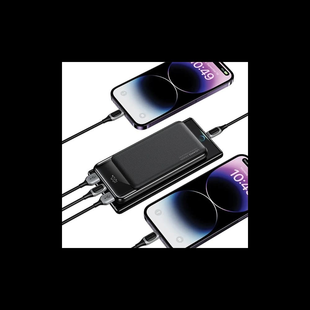 Powerbank USAMS US-CD202 30000mAh microUSB, USB-A, USB-C, 10W cu display negru/black - 4