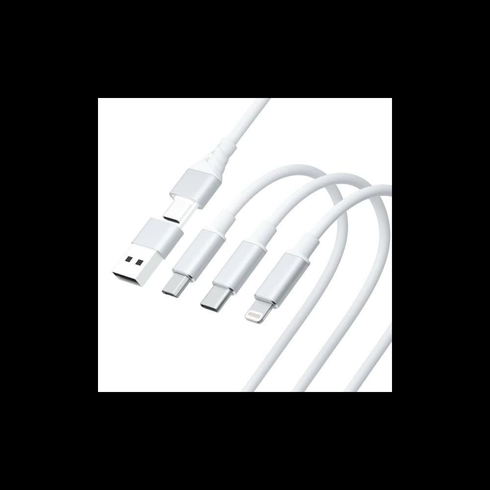 Kábel 3MK Hyper 3w1 USB-A - USB-C / USB-C, microUSB, Lightning 1.5m Fehér/White - 7