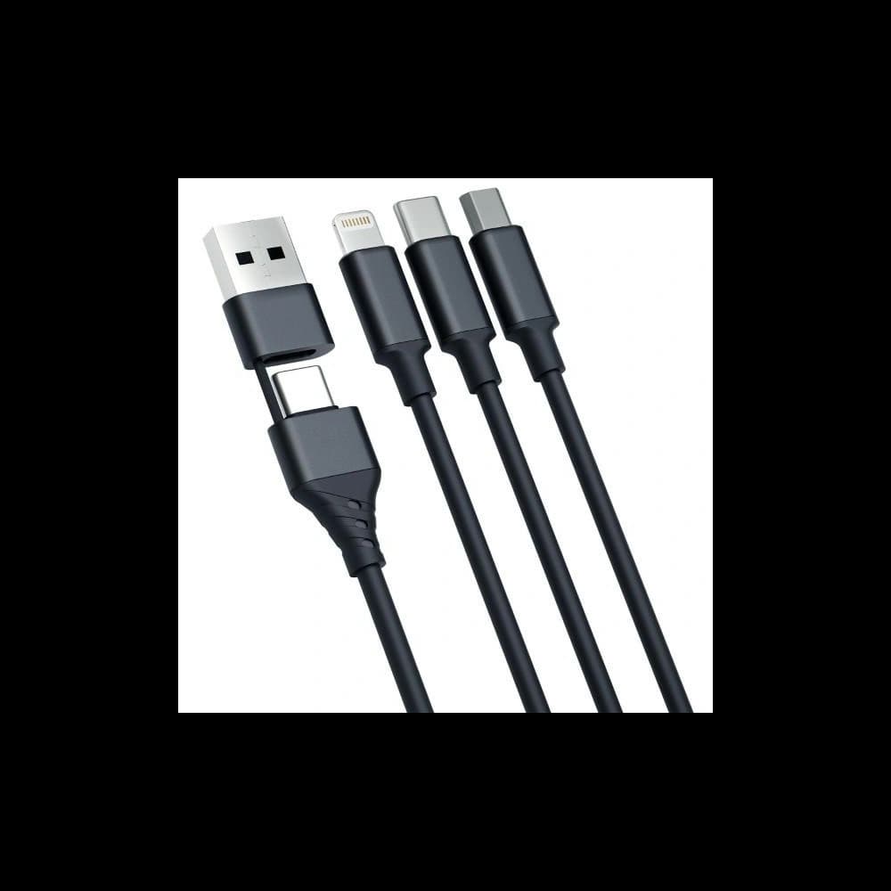 Kábel 3MK Hyper 3w1 USB-A - USB-C / USB-C, microUSB, Lightning 1.5m Fekete/Black - 2