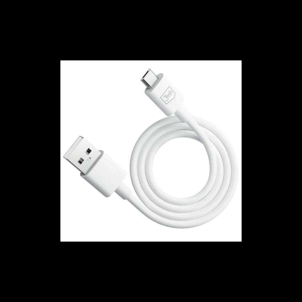 Kabel 3MK Hyper USB-A / microUSB 1.2m 5V 2.4A Bílý/White - 3