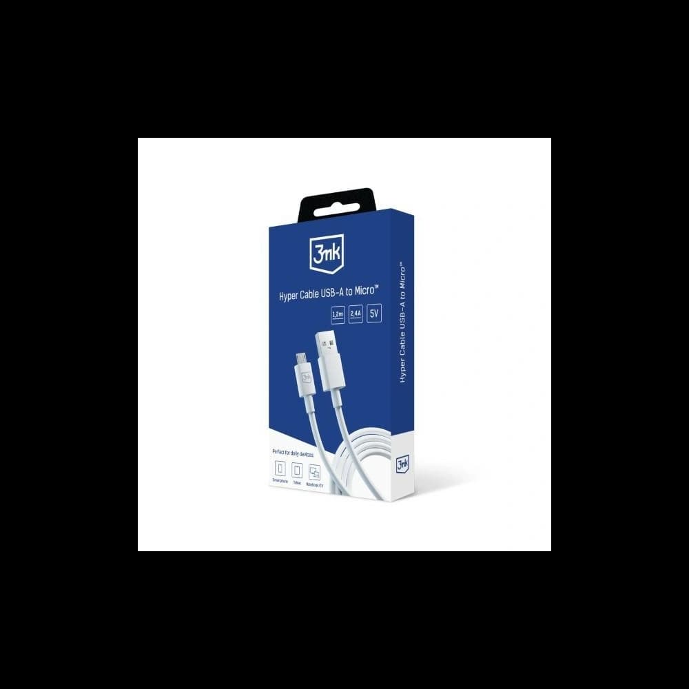 Kabel 3MK Hyper USB-A / microUSB 1.2m 5V 2.4A Bílý/White - 9
