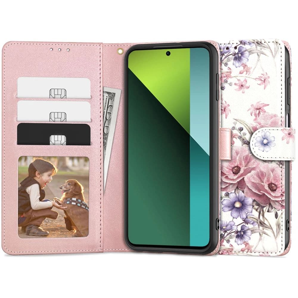 Case Tech-Protect Wallet Xiaomi Redmi Note 13 Pro 5G / POCO X6 5G Blütenblume - 1