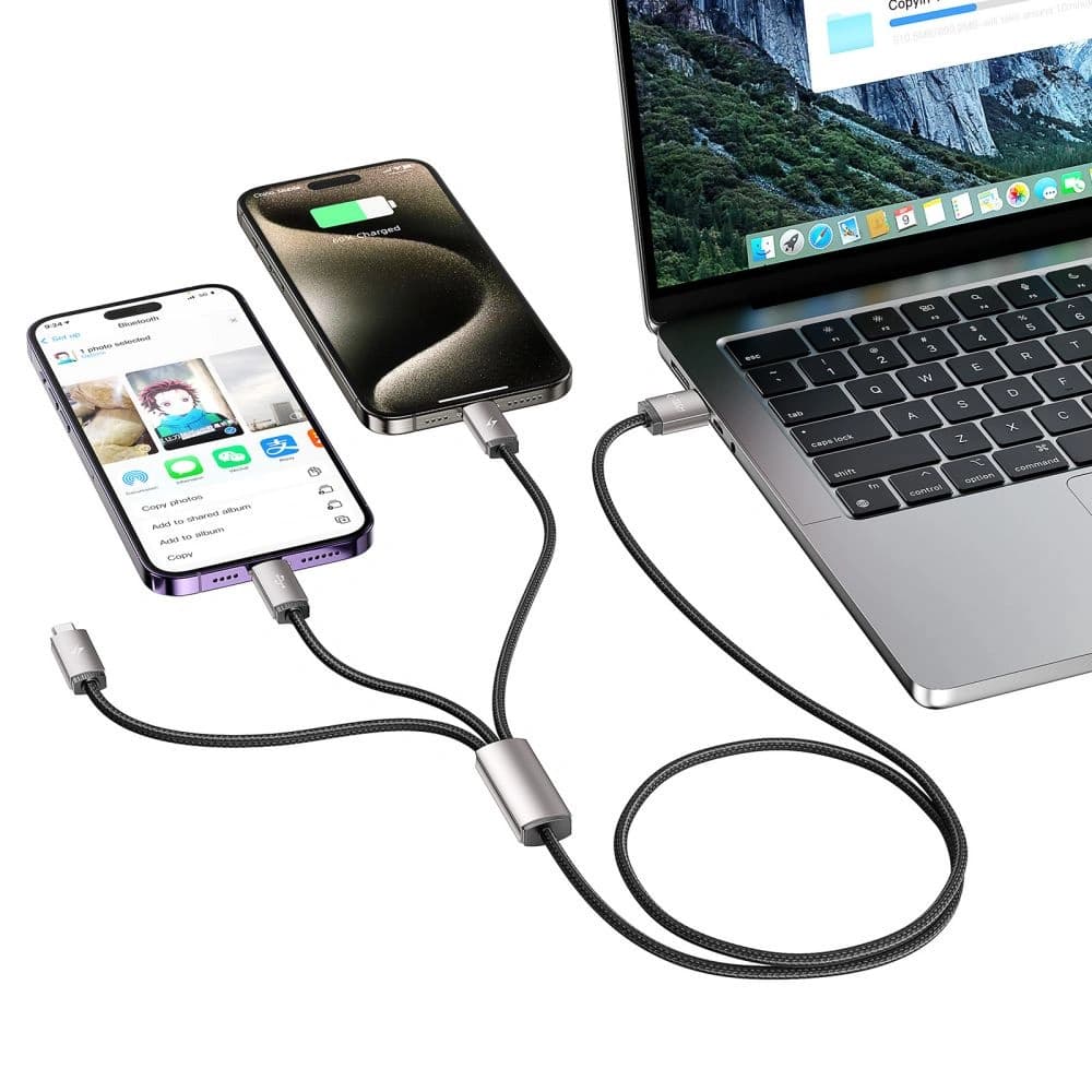 Kábel 3w1 Tech-Protect Ultraboost USB-A / microUSB, USB-C, Lightning 3.5A 1m Szürke - 6
