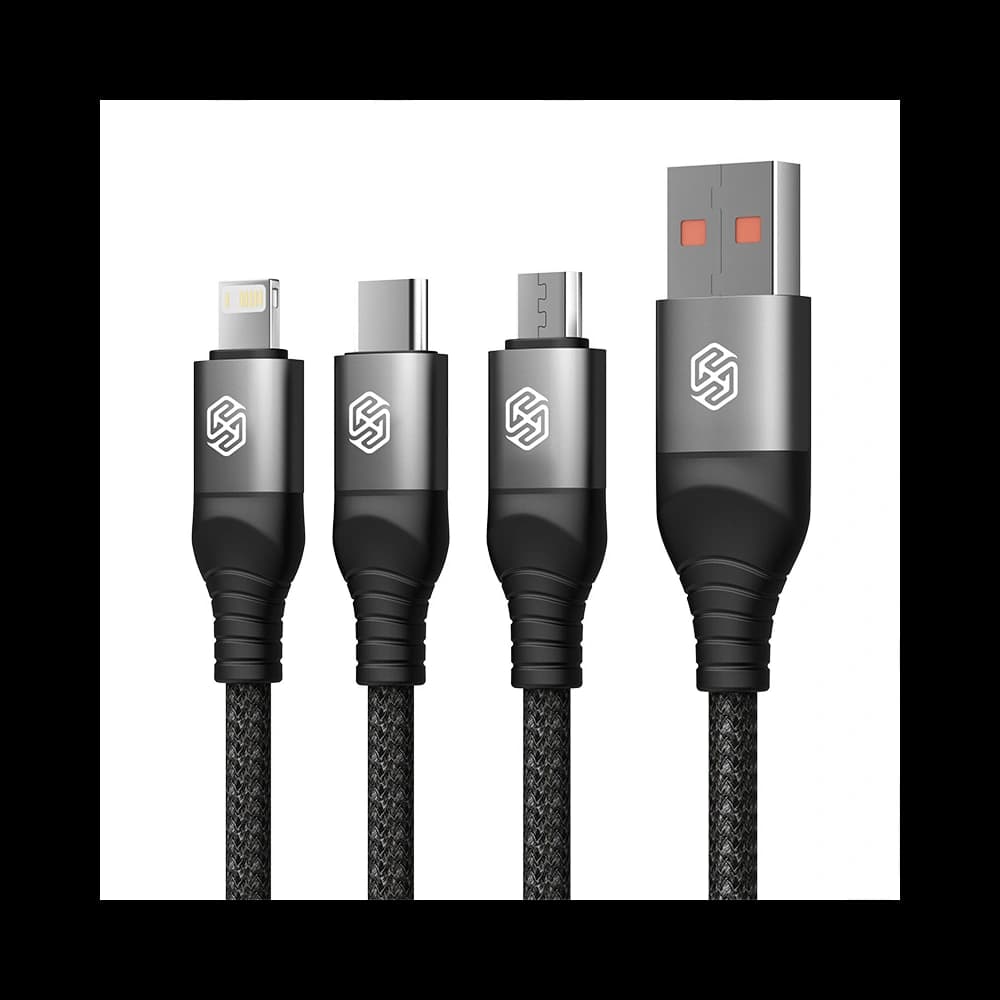Nillkin Swift Pro 3in1 cable USB-A / microUSB 2A, USB-C 2A, Lightning 4.4A, 480Mbps, 1.5m Black - 3