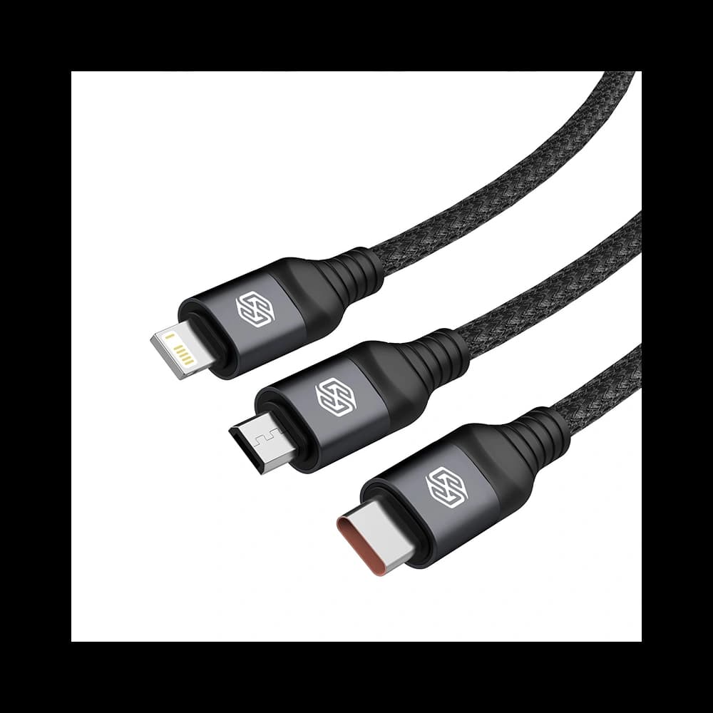 Nillkin Swift Pro 3in1 cable USB-A / microUSB 2A, USB-C 2A, Lightning 4.4A, 480Mbps, 1.5m Black - 4