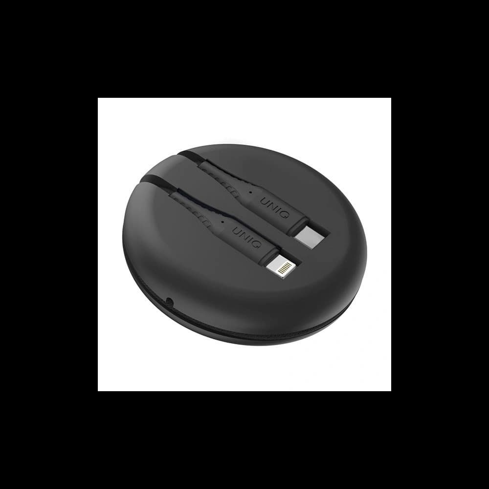 Cablu UNIQ MFI Halo USB-C-Lightning 18W din nylon, retractabil, 1,2m, negru/midnight black - 4