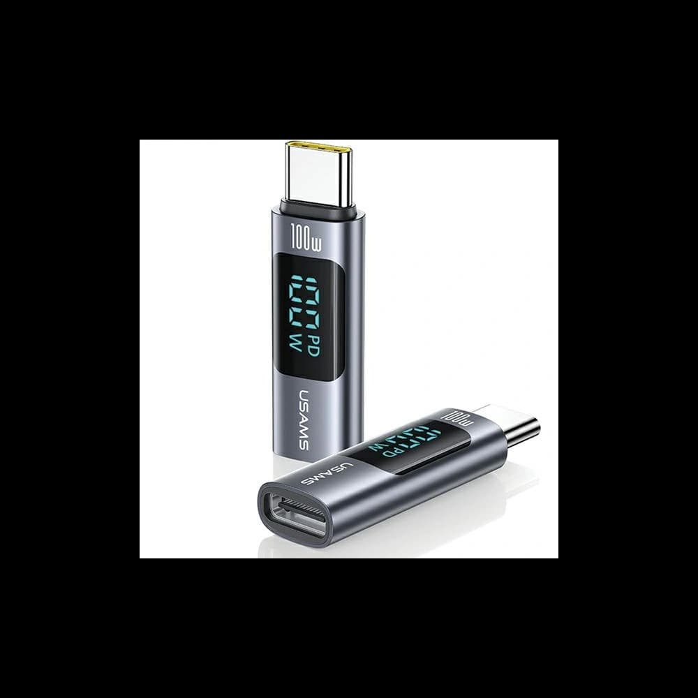 Adaptor USAMS US-SJ682 AU18 USB-C / USB-C Digital Display 100W oțel/aluminiu - 1