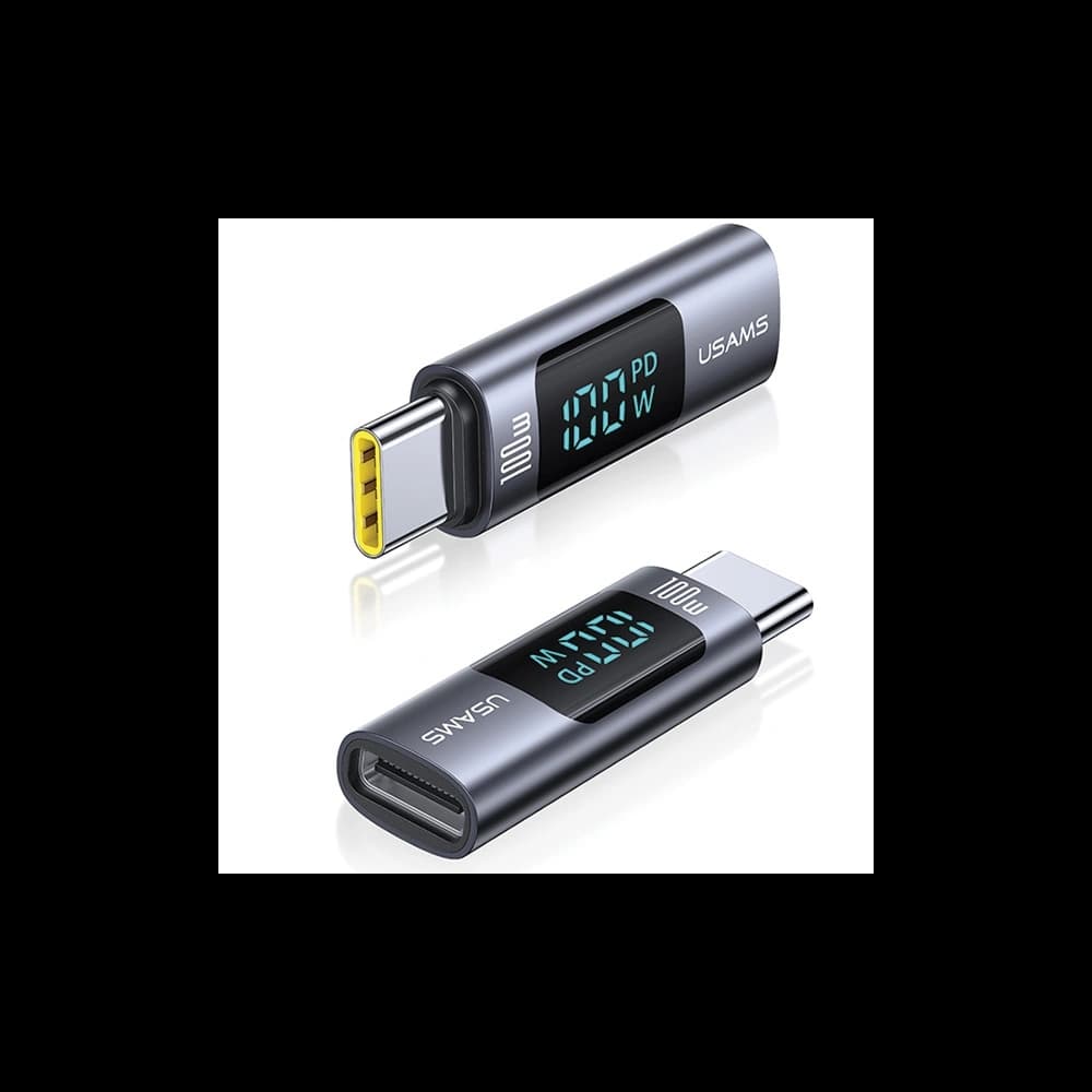 Adaptor USAMS US-SJ682 AU18 USB-C / USB-C Digital Display 100W oțel/aluminiu - 2