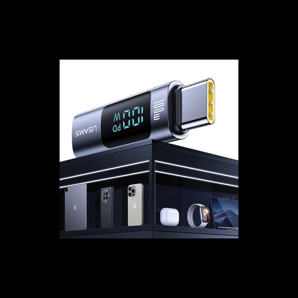 Adaptor USAMS US-SJ682 AU18 USB-C / USB-C Digital Display 100W oțel/aluminiu - 6